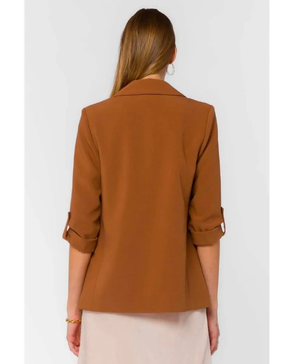 Lizzy Brown Tab Sleeve Blazer