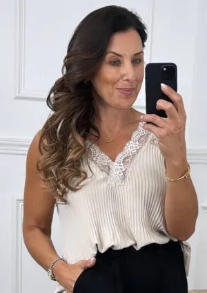 Lorraine Beige Lace Trim Cami