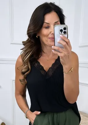 Lorraine Black Lace Trim Cami