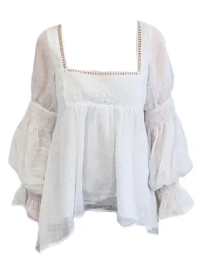 LOST IN LUNAR Women's White Long Sleeve Lace Top #L0198 X-Small NWT