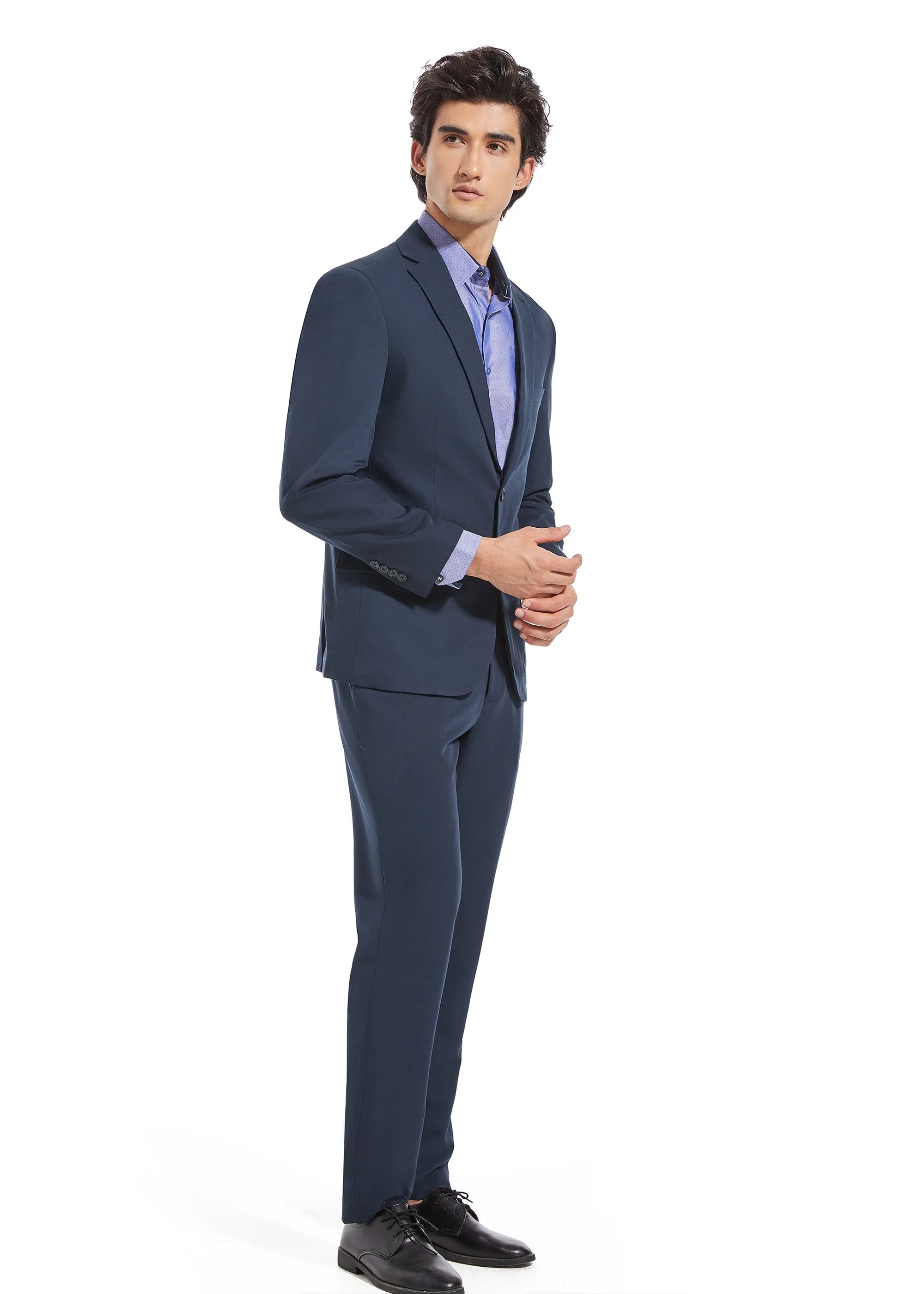 Lucky Brand Navy Stretch Solid Suit Jacket