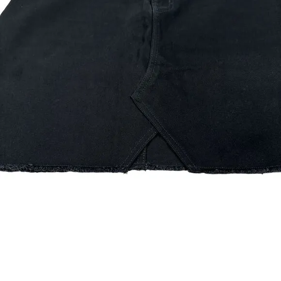 Maje Jeni Denim Skirt Women's 40 Black Cotton Short Pencil Frayed Hem Pockets