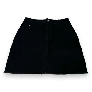 Maje Jeni Denim Skirt Women's 40 Black Cotton Short Pencil Frayed Hem Pockets