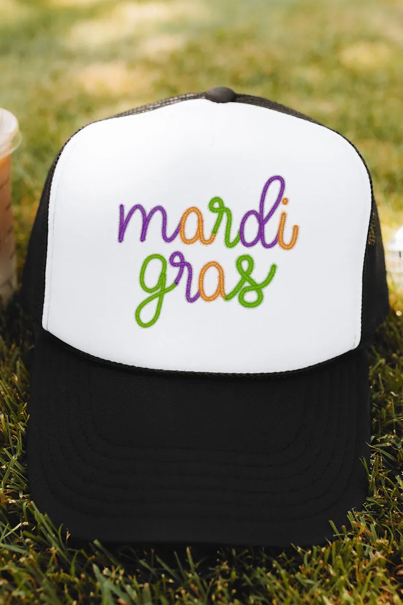 Mardi Gras Faux Tinsel Transfer Foam Mesh Back Trucker Cap