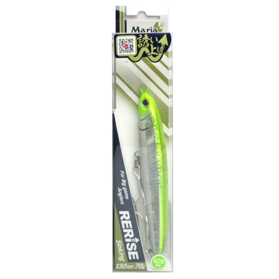 MARIA Rerise S150 Sinking Stickbait Pencil Lure - Lime Chart Glow