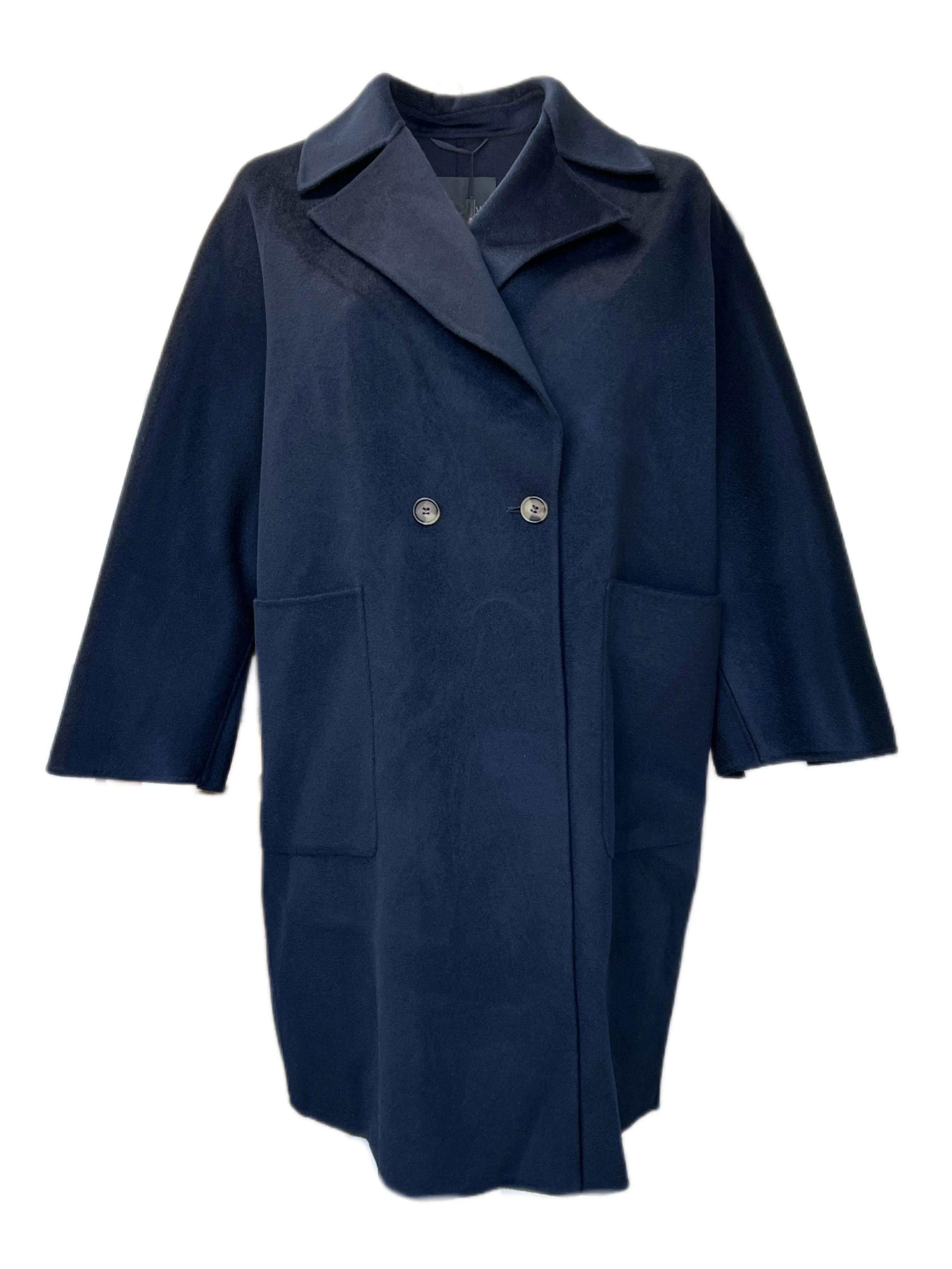 Marina Rinaldi Women's Navy Tazzina Wool Coat NWT