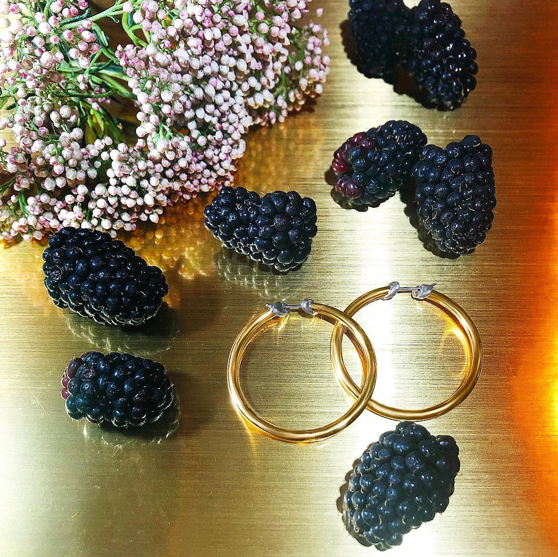 Matthia's & Claire Mid Size Skinnier Yellow Gold Hoops