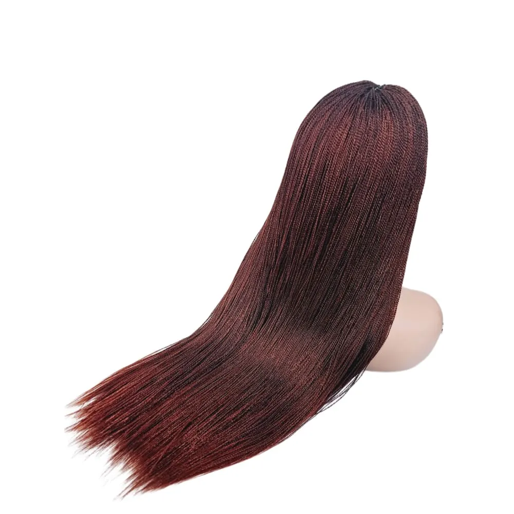 Micro Twist Fully Hand Braided Lace Closure Wig (Dark Red Balayage)