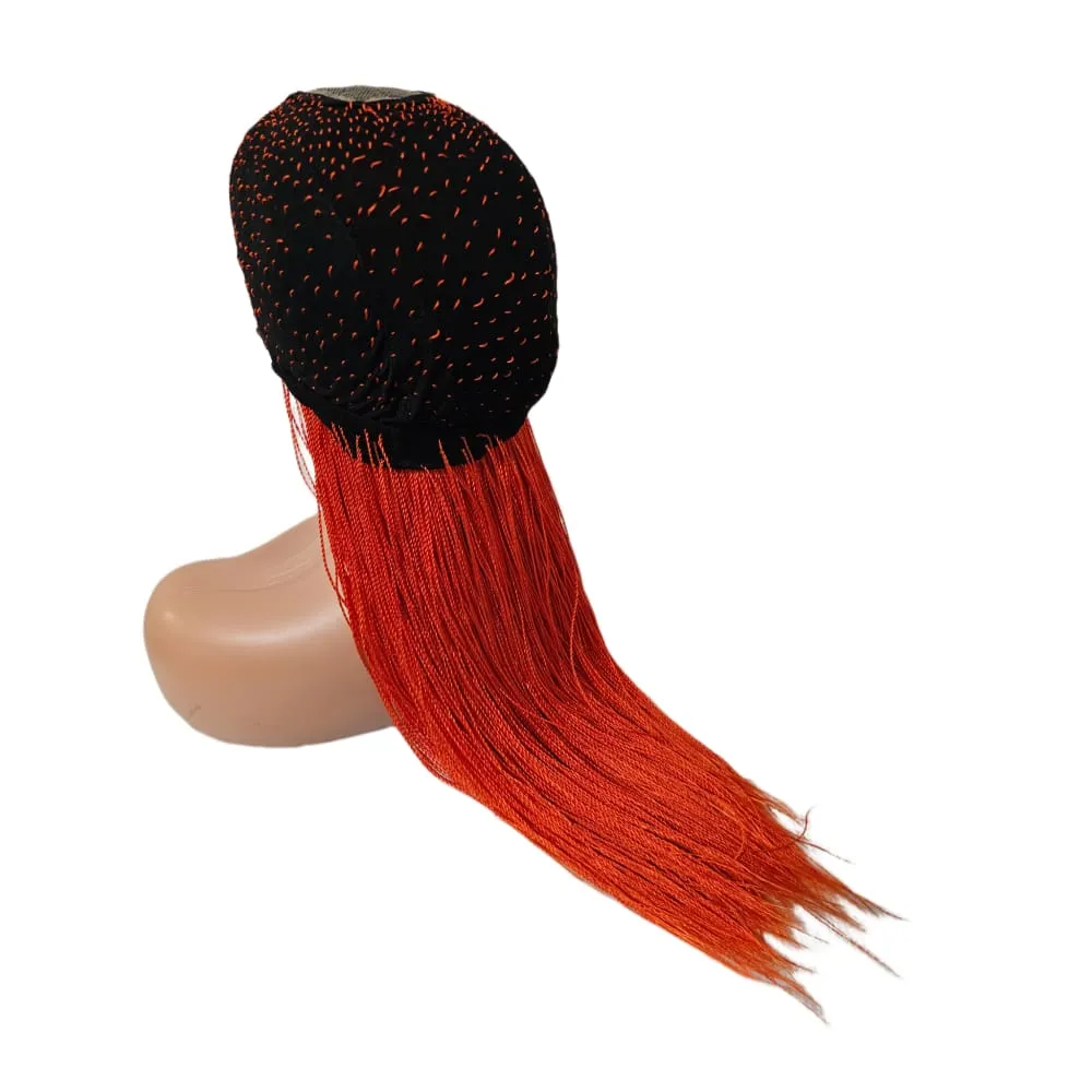 Micro Twist Fully Hand Braided Lace Closure Wig (Red Orange)