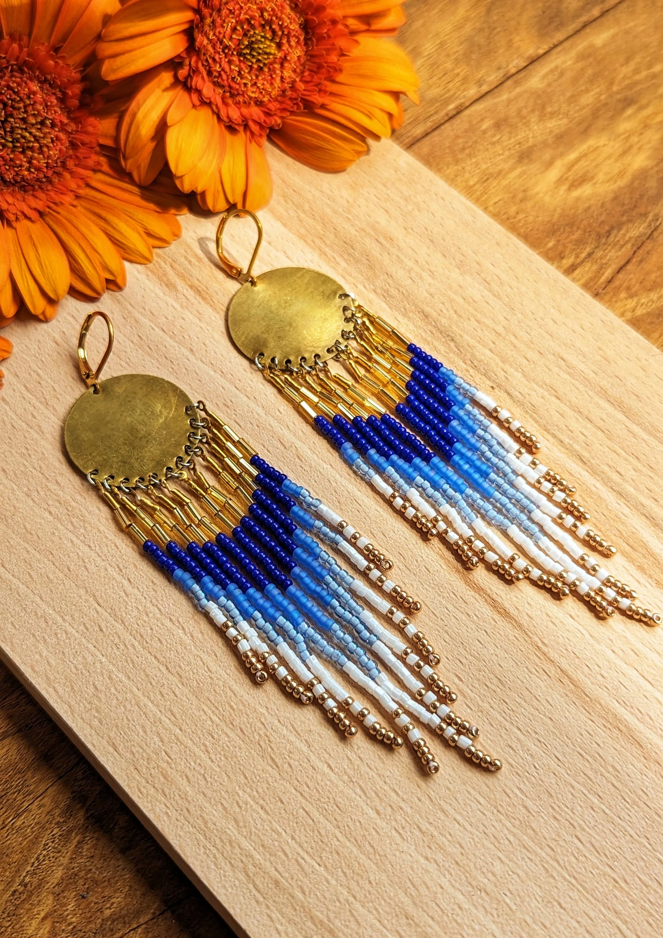 Mira Royal Blue Beaded Earrings