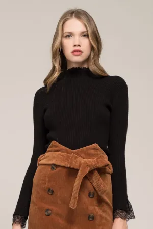MOON RIVER Mock Neck Long Lace Sleeve