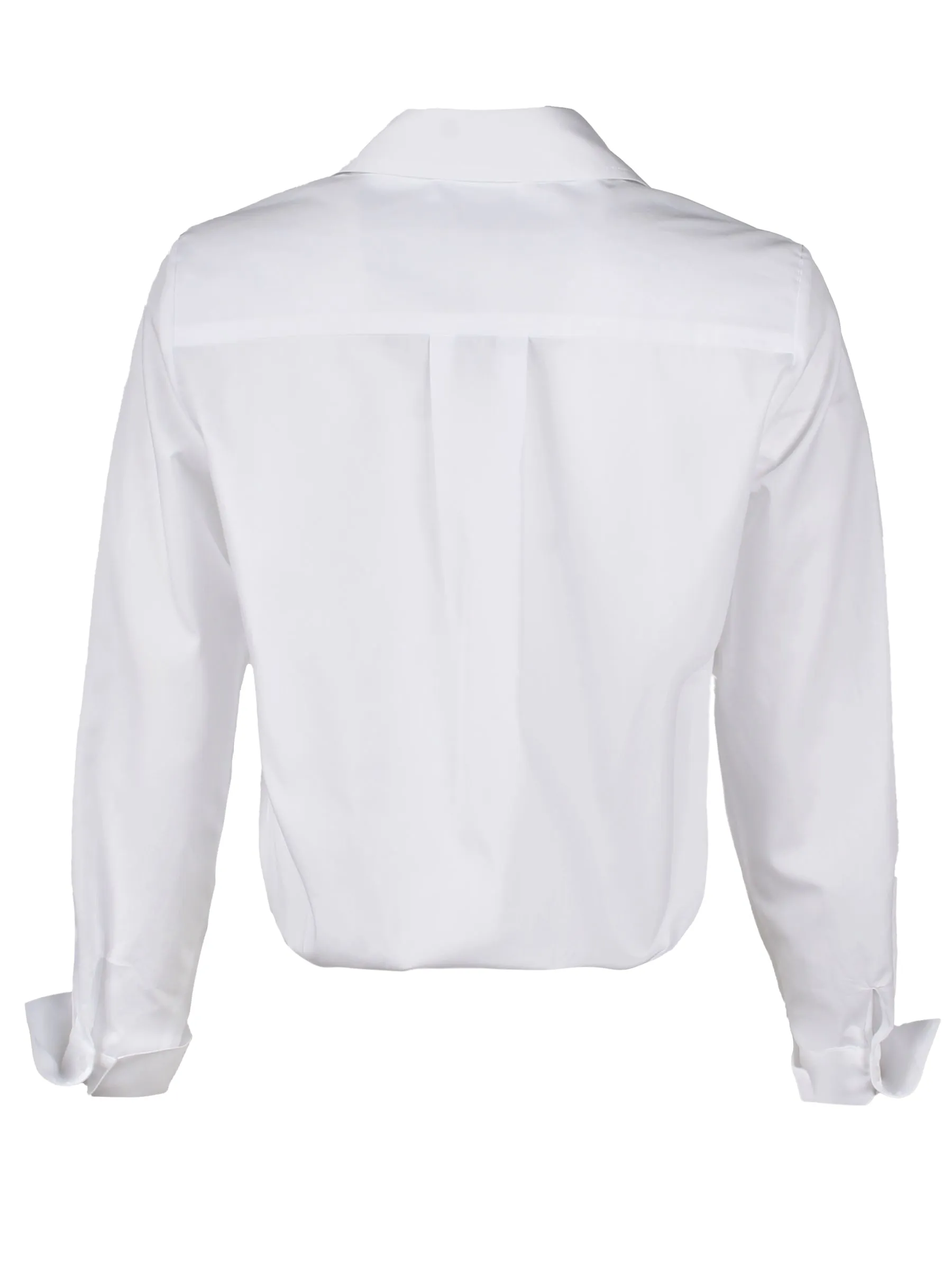 Moxie Cropped Front-Twist Shirt Ivory Vegan Leather