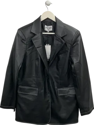 Naked Wardrobe Black Contrast Stitch Oversized Blazer UK XS