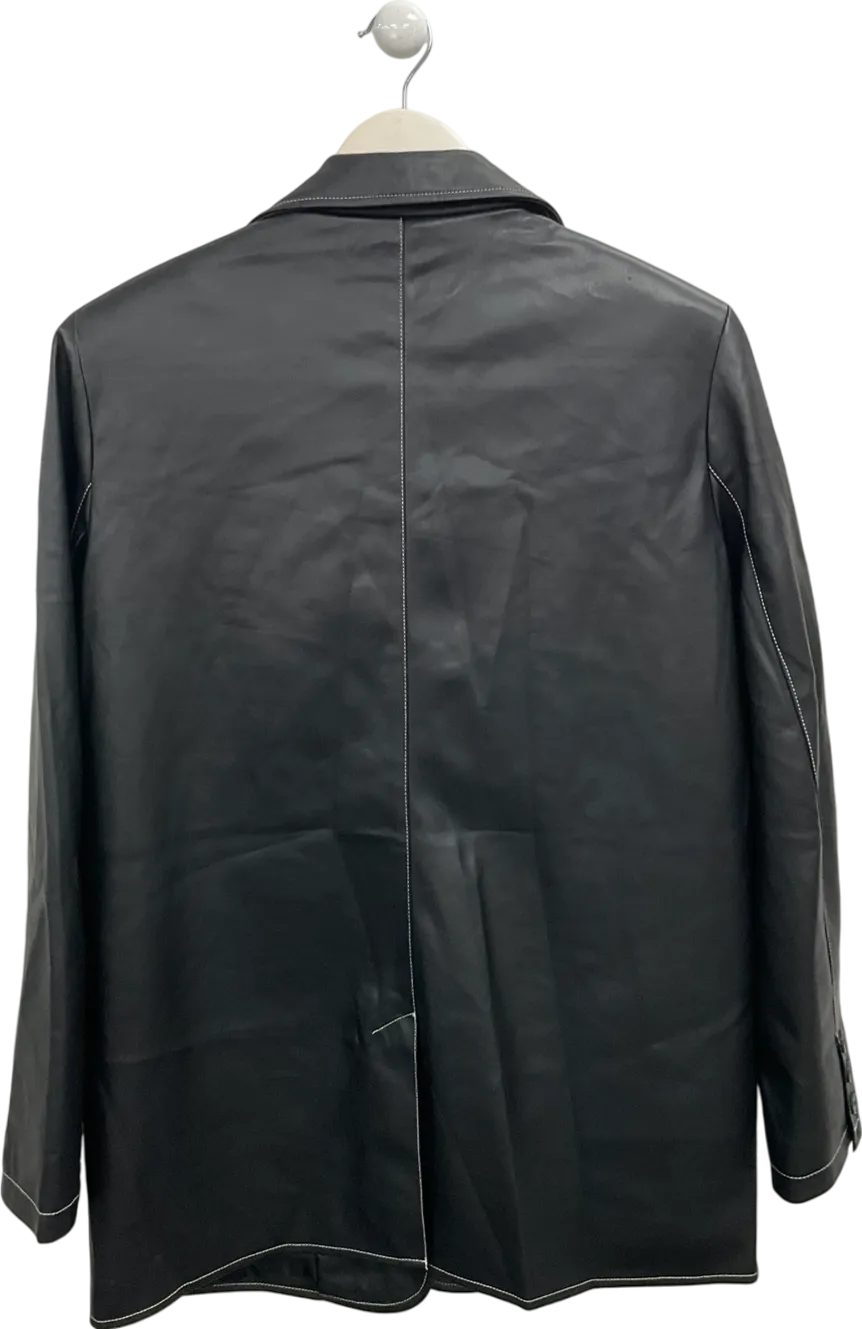 Naked Wardrobe Black Contrast Stitch Oversized Blazer UK XS