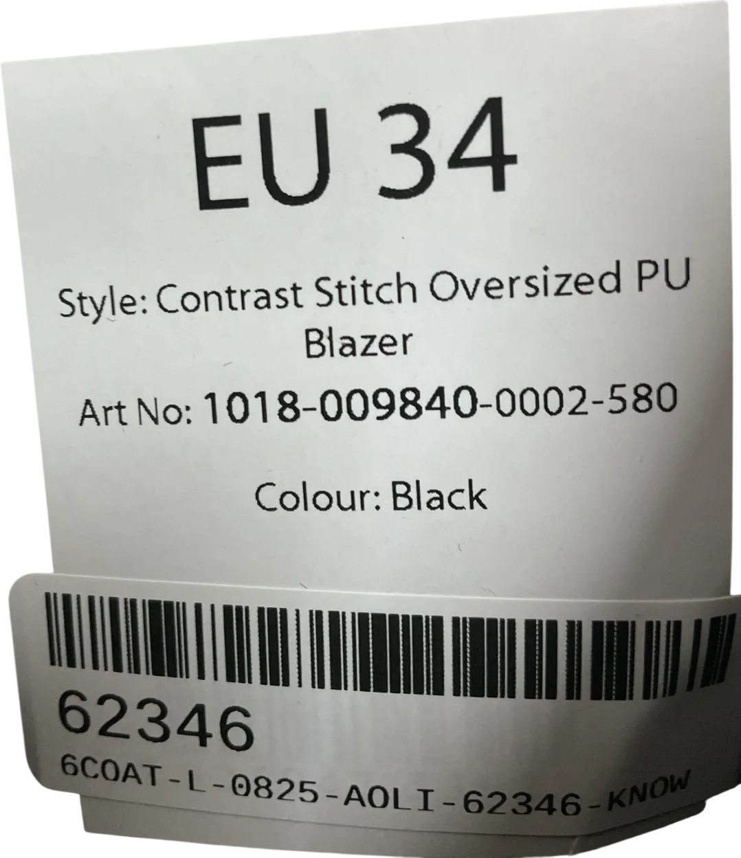 Naked Wardrobe Black Contrast Stitch Oversized Blazer UK XS