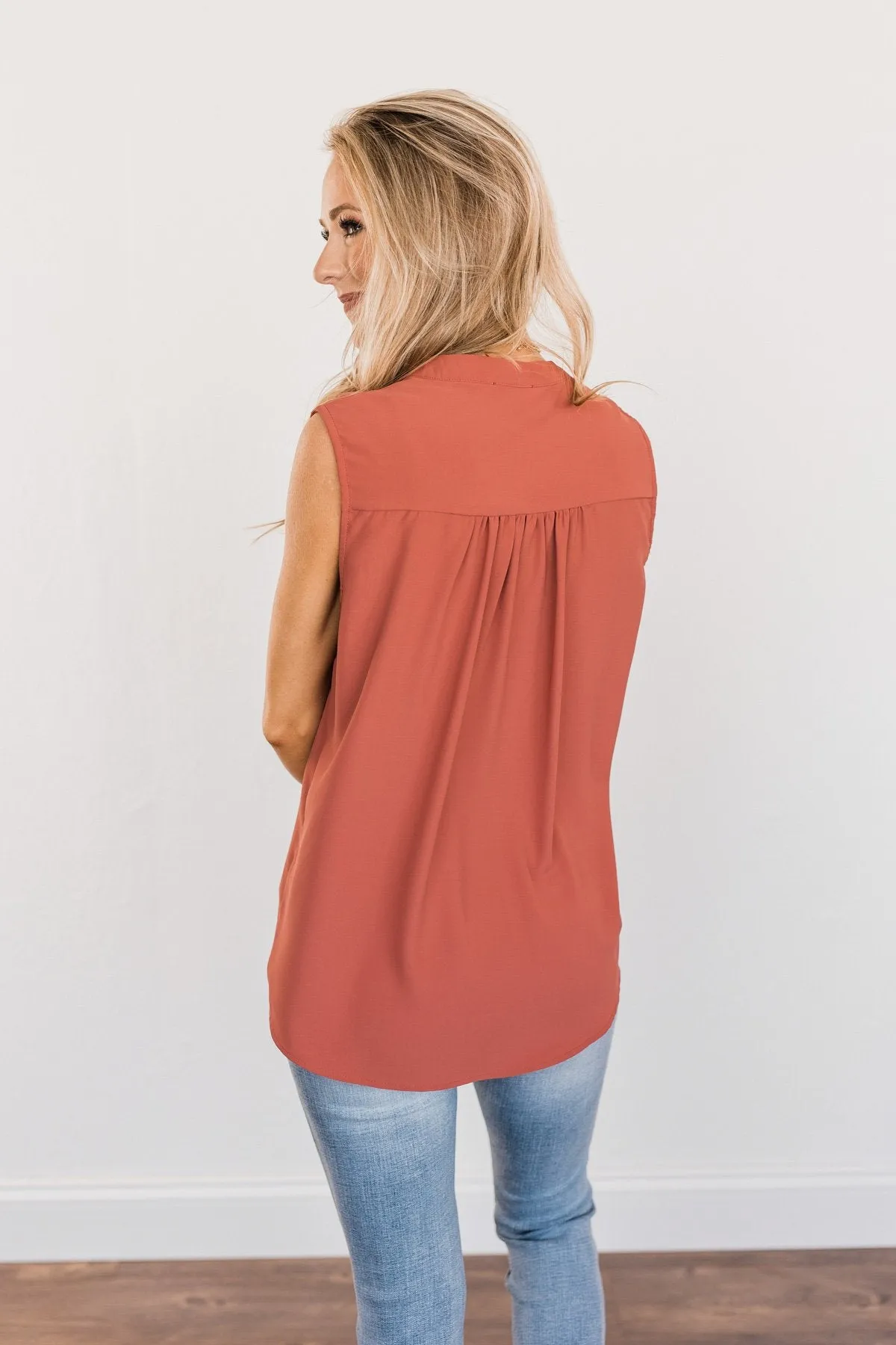 Never Ending Bliss Sleeveless Blouse- Terracotta