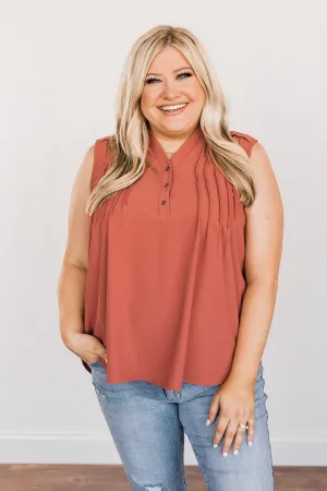 Never Ending Bliss Sleeveless Blouse- Terracotta