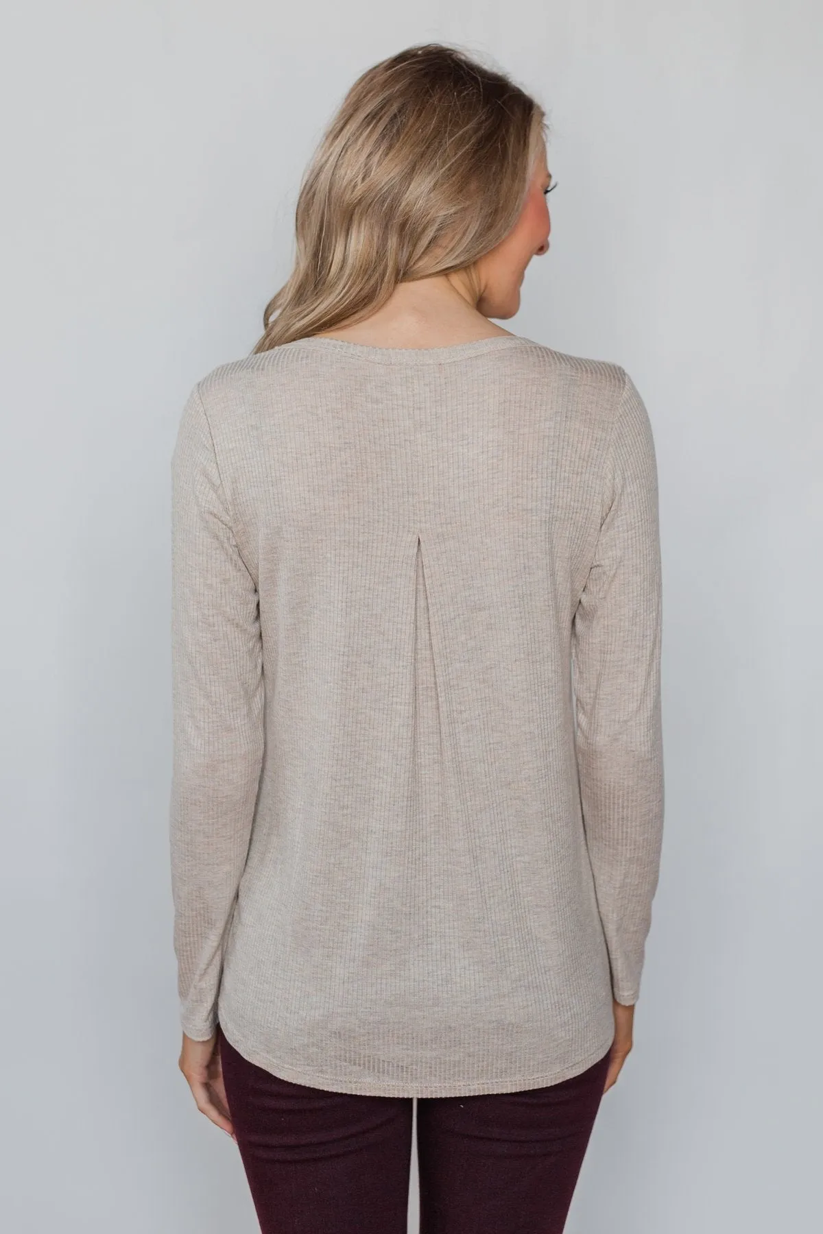Never Forget You Pleated Top - Oatmeal