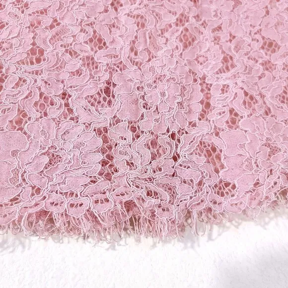 NEW House of CB Rexie Romantic Vintage Pink Sheer Lace Pencil Midi Skirt XS