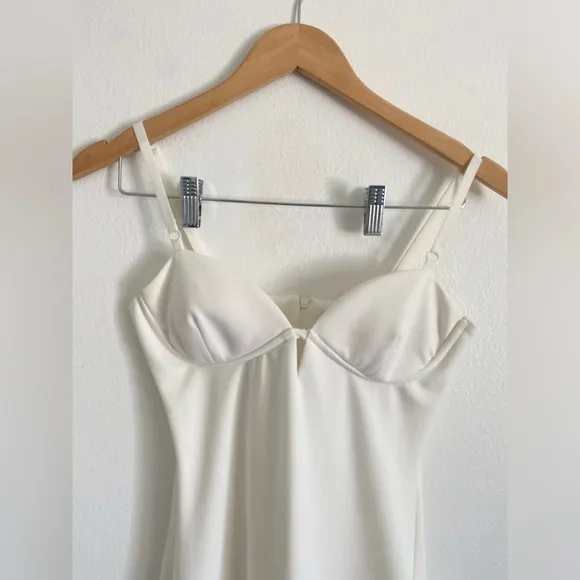 NEW ZARA Midi Dress Womens White Sweetheart Bustier Strap Cocktail Bridal Size S