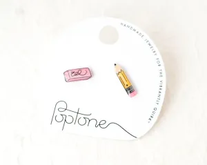 No.2 Pencil   Pink Eraser Earrings