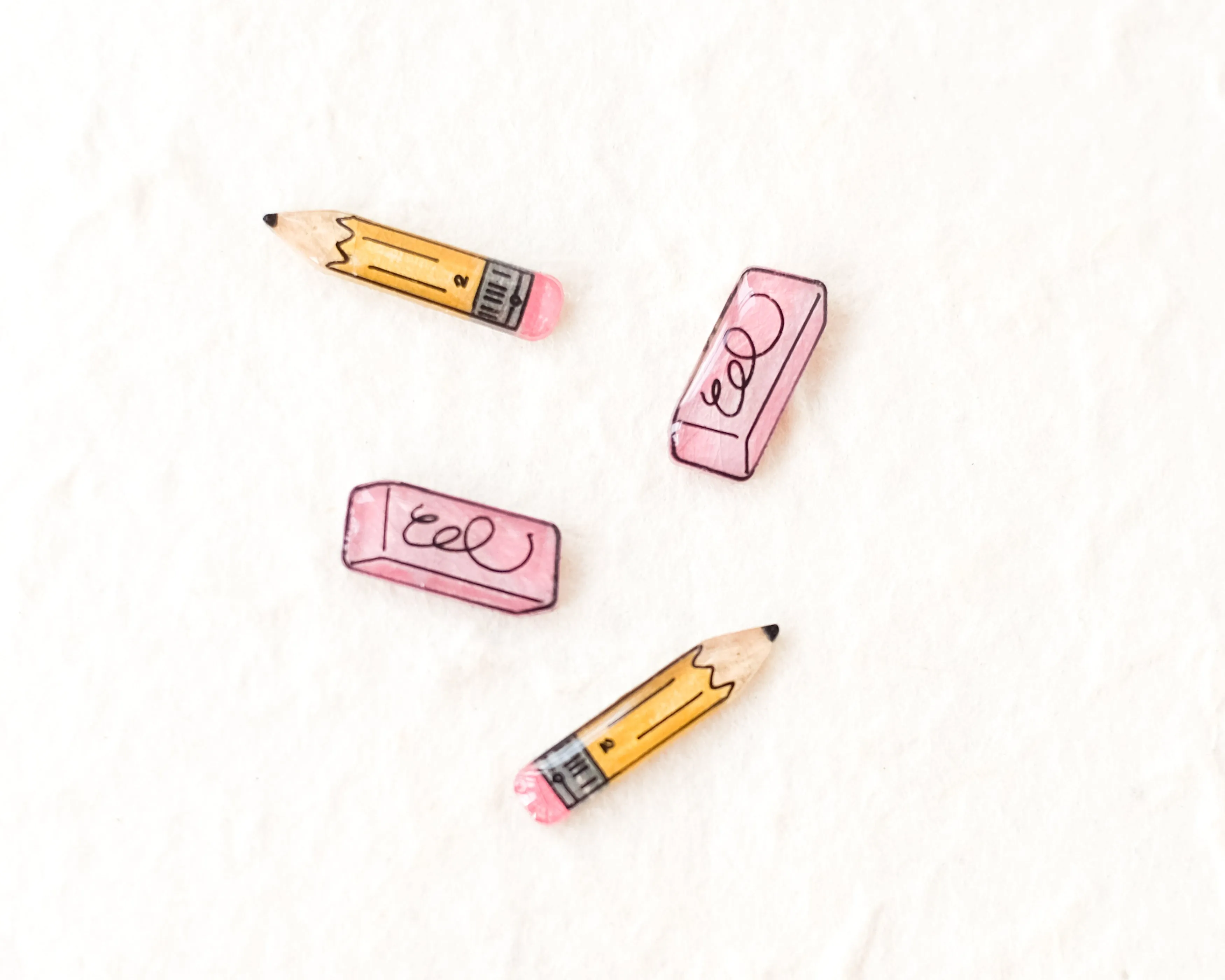 No.2 Pencil   Pink Eraser Earrings