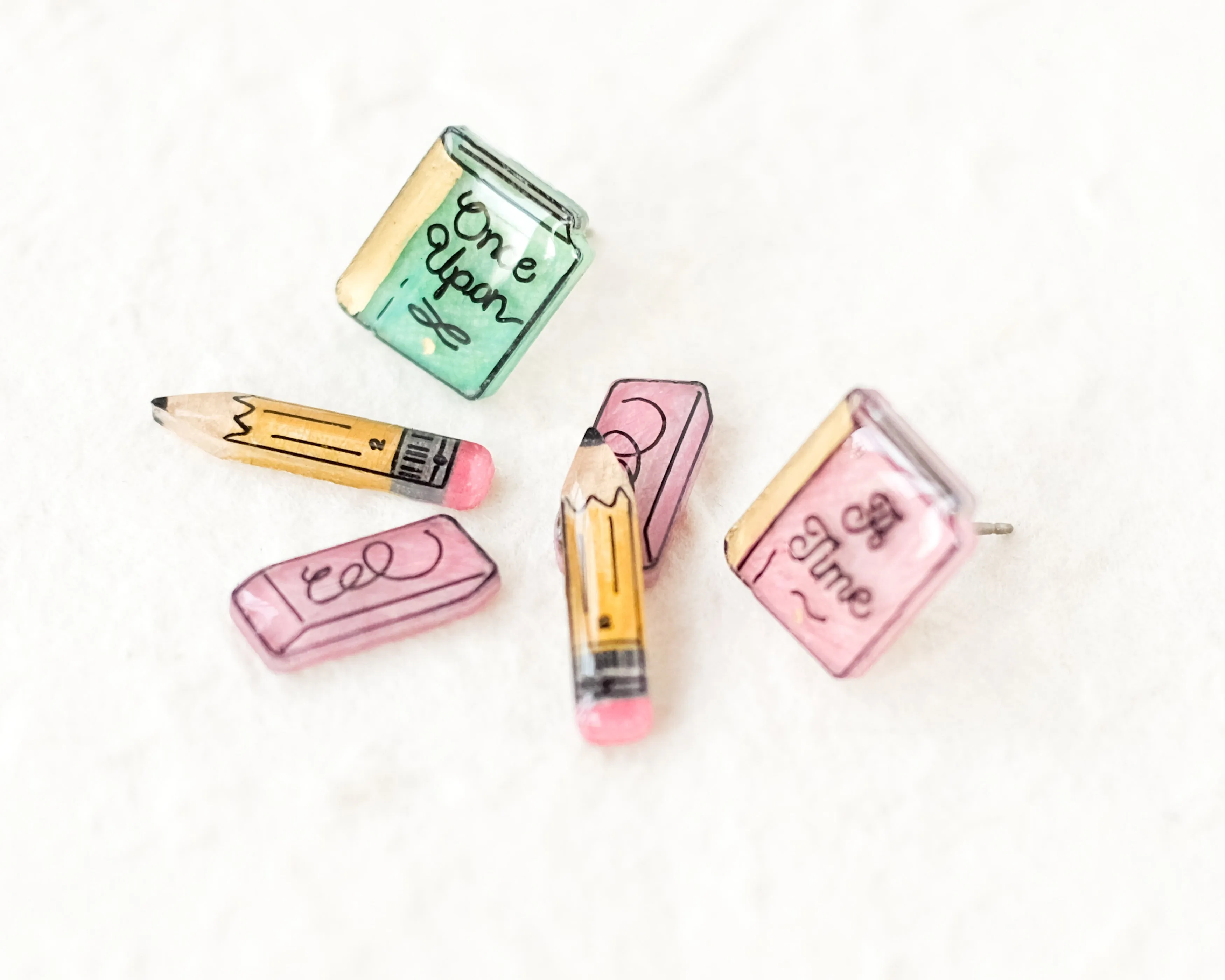 No.2 Pencil   Pink Eraser Earrings