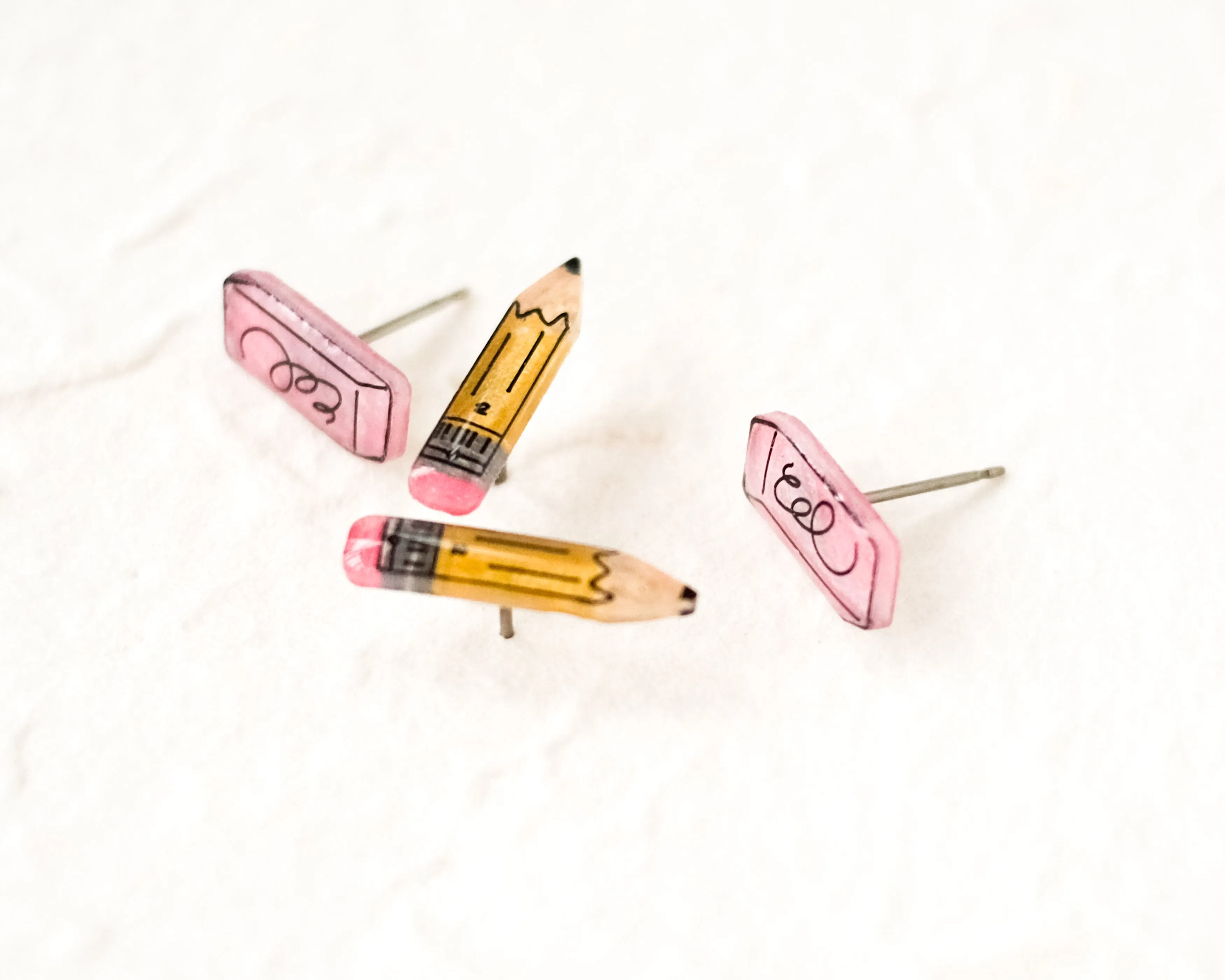 No.2 Pencil   Pink Eraser Earrings