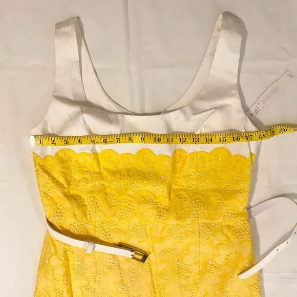 NWT Antonio Melani pencil dress midi size 12. White and yellow lace.