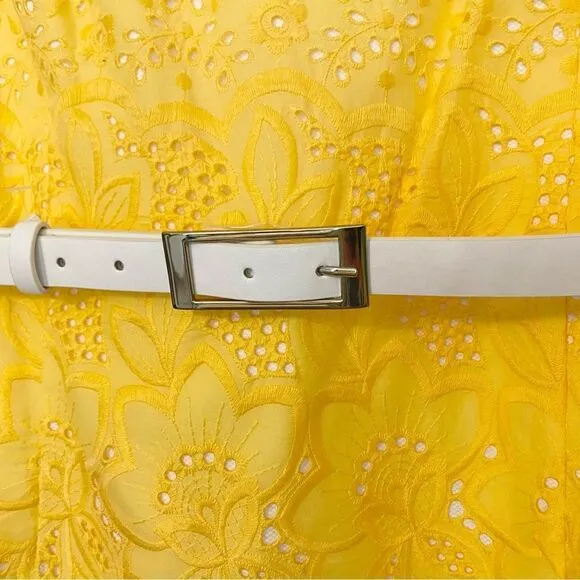 NWT Antonio Melani pencil dress midi size 12. White and yellow lace.