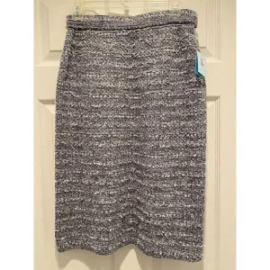 NWT Ming Wang Straight Pencil Black White Pull-on Acrylic Knit Skirt S