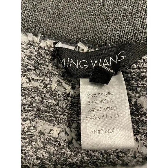 NWT Ming Wang Straight Pencil Black White Pull-on Acrylic Knit Skirt S