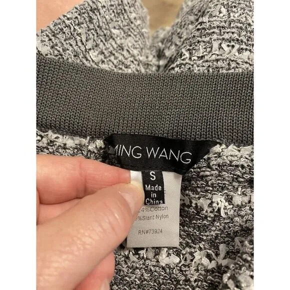NWT Ming Wang Straight Pencil Black White Pull-on Acrylic Knit Skirt S