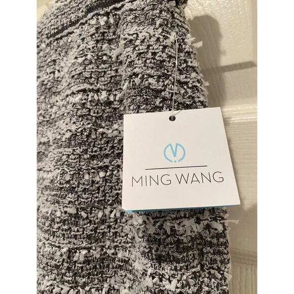 NWT Ming Wang Straight Pencil Black White Pull-on Acrylic Knit Skirt S