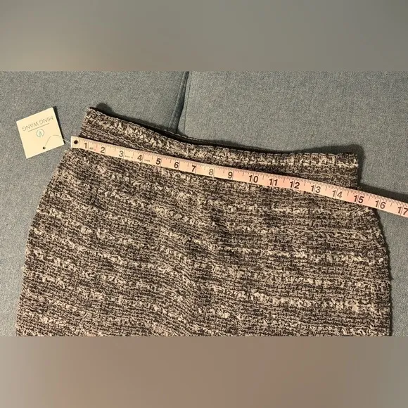NWT Ming Wang Straight Pencil Black White Pull-on Acrylic Knit Skirt S