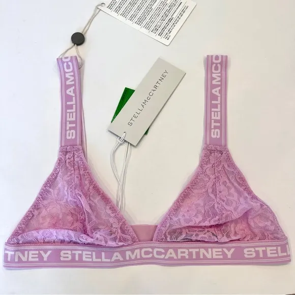 NWT Stella McCartney Logo Bra , Orchid Pink , Lace soft cup , comfort , bralette