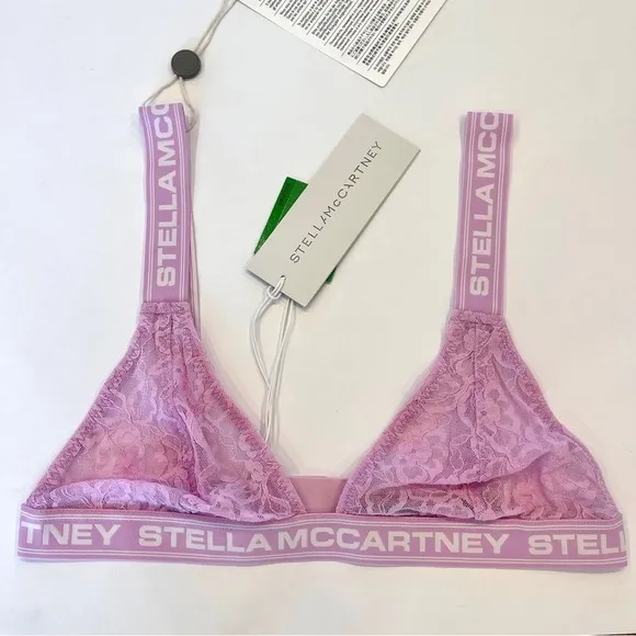 NWT Stella McCartney Logo Bra , Orchid Pink , Lace soft cup , comfort , bralette