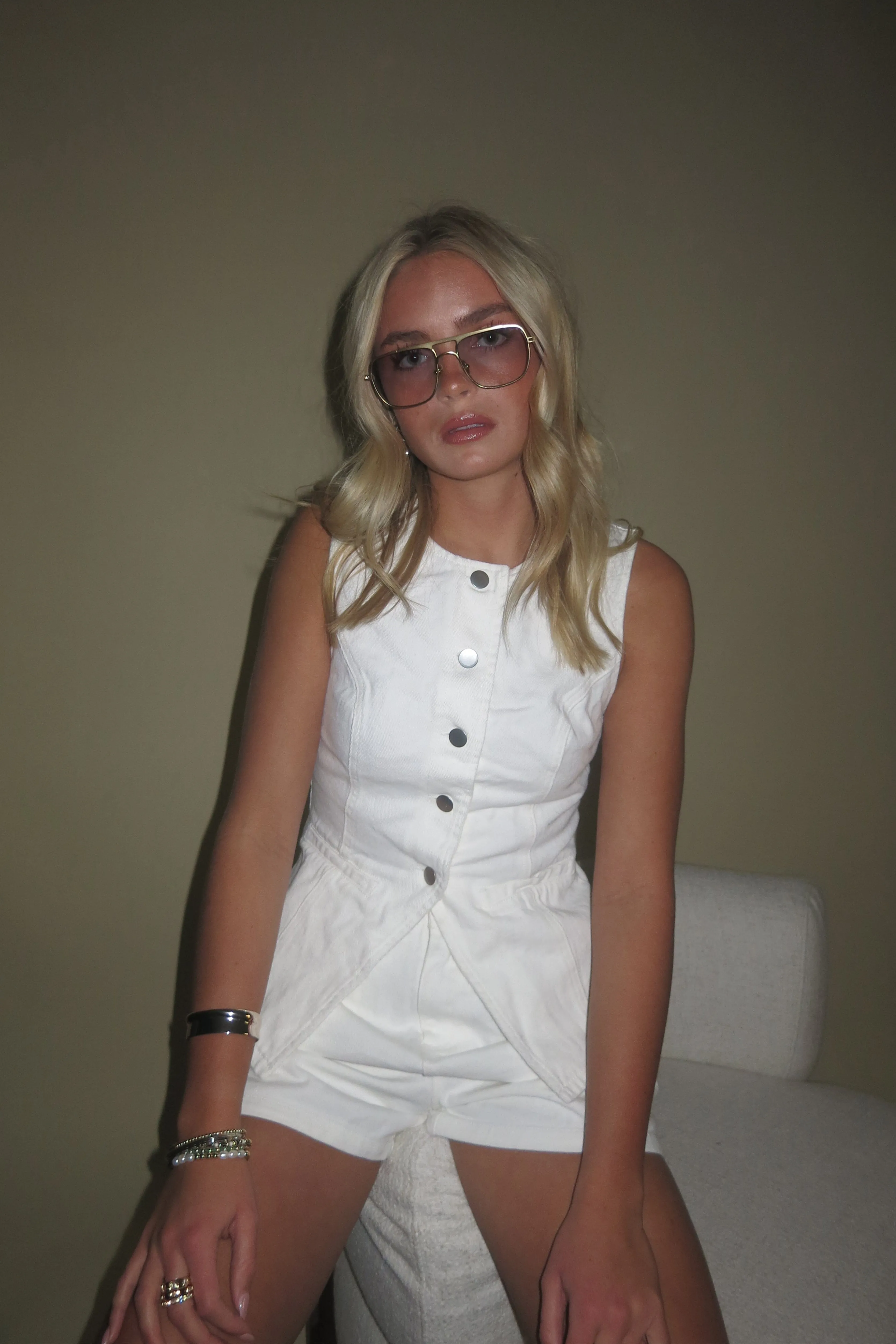 ONLINE ONLY | Buttoned Up Denim Top - White