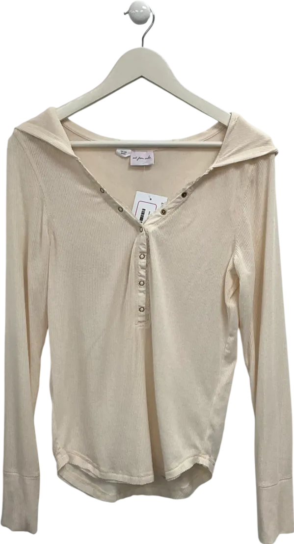 Out From Under Cream Lovella Lace Hooded Henley Top UK S