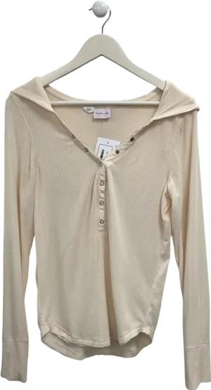 Out From Under Cream Lovella Lace Hooded Henley Top UK S