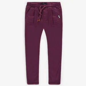 Pantalon bourgogne coupe ajustée en micro twill, enfant || Micro twill slim fit burgundy pants, child