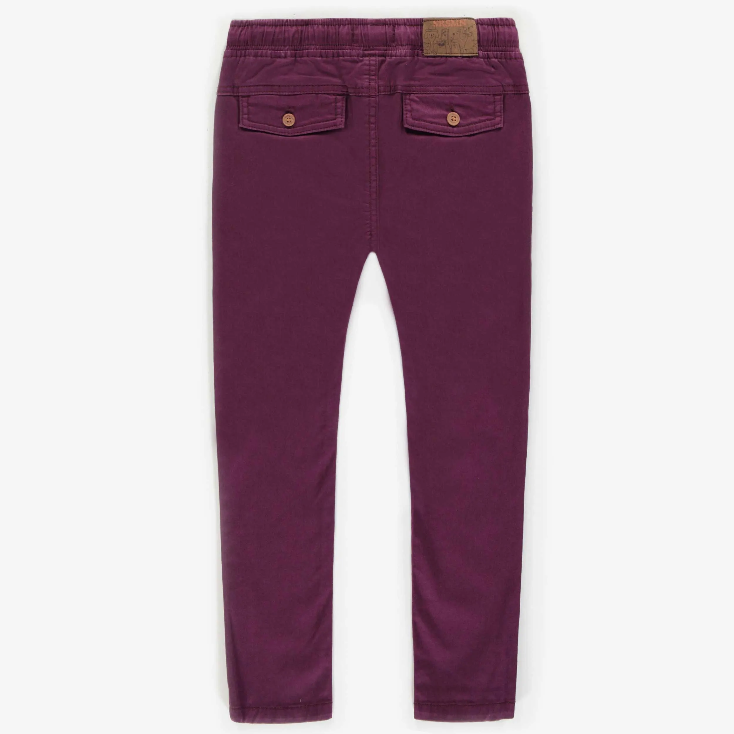 Pantalon bourgogne coupe ajustée en micro twill, enfant || Micro twill slim fit burgundy pants, child