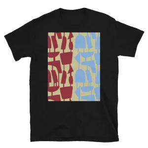 Patterned Short-Sleeve Unisex T-Shirt | Mid Century Geometric | Red Blue Abstract