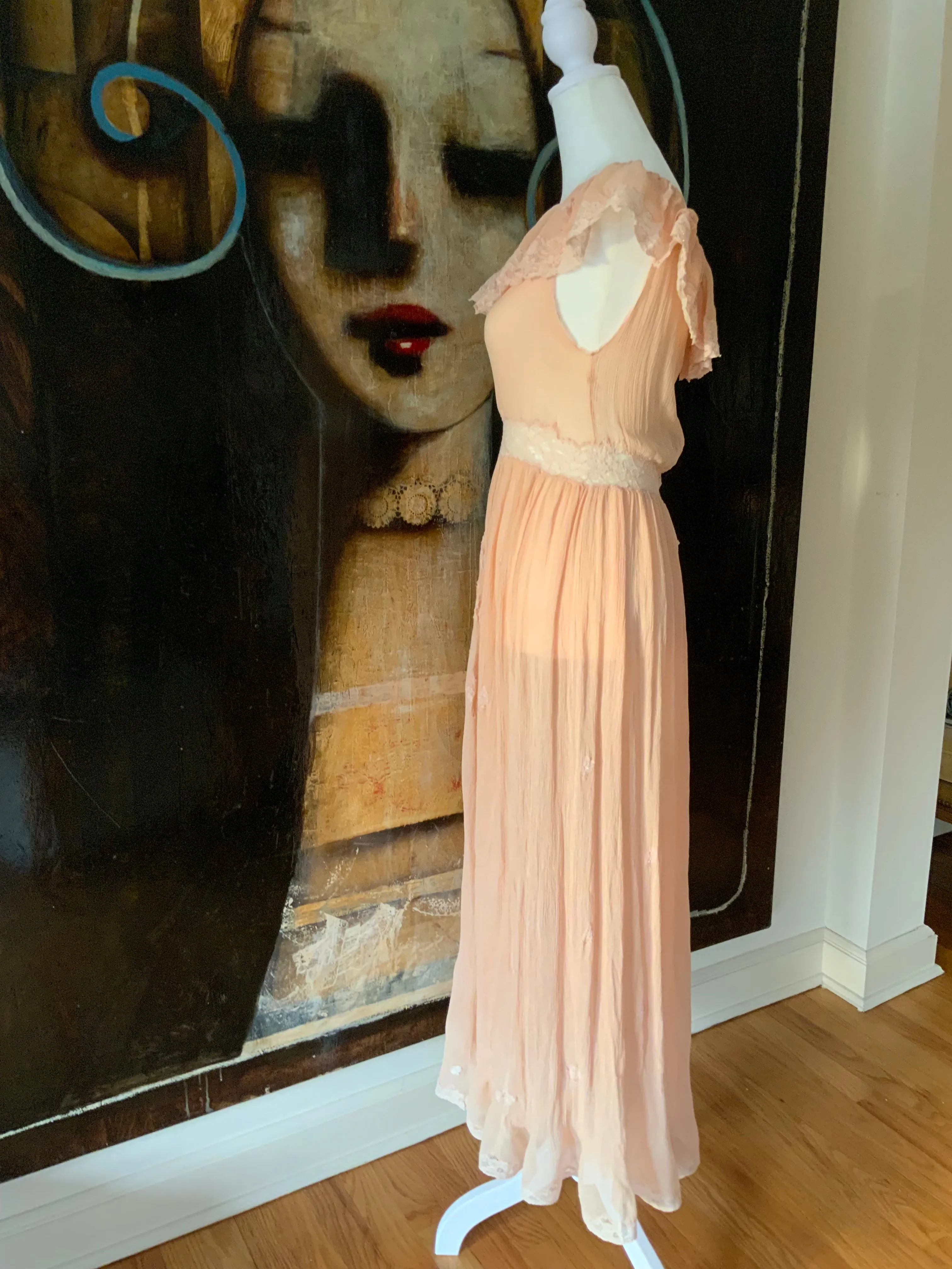Peach Chiffon Dress - 50 - 50B