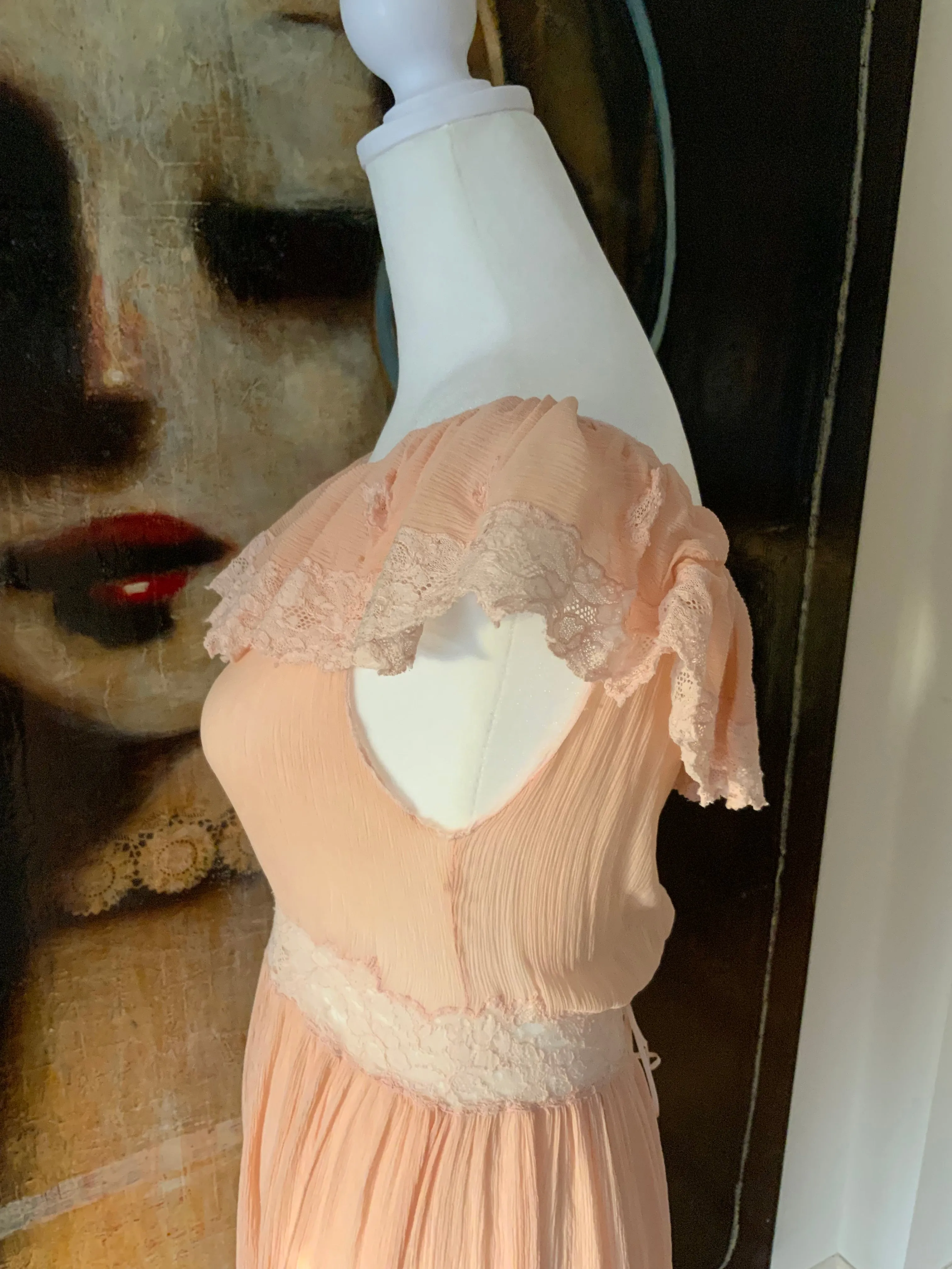 Peach Chiffon Dress - 50 - 50B