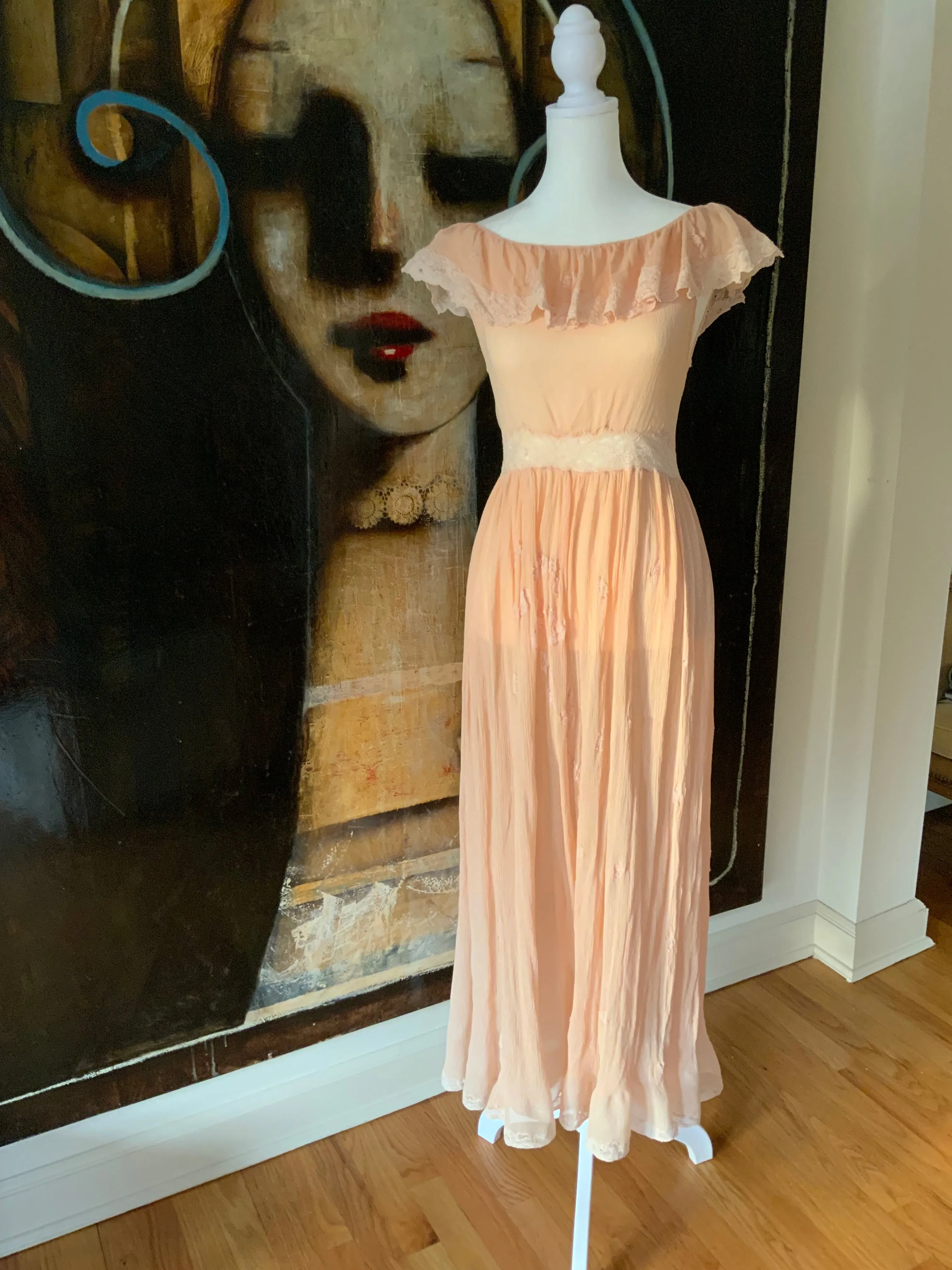 Peach Chiffon Dress - 50 - 50B