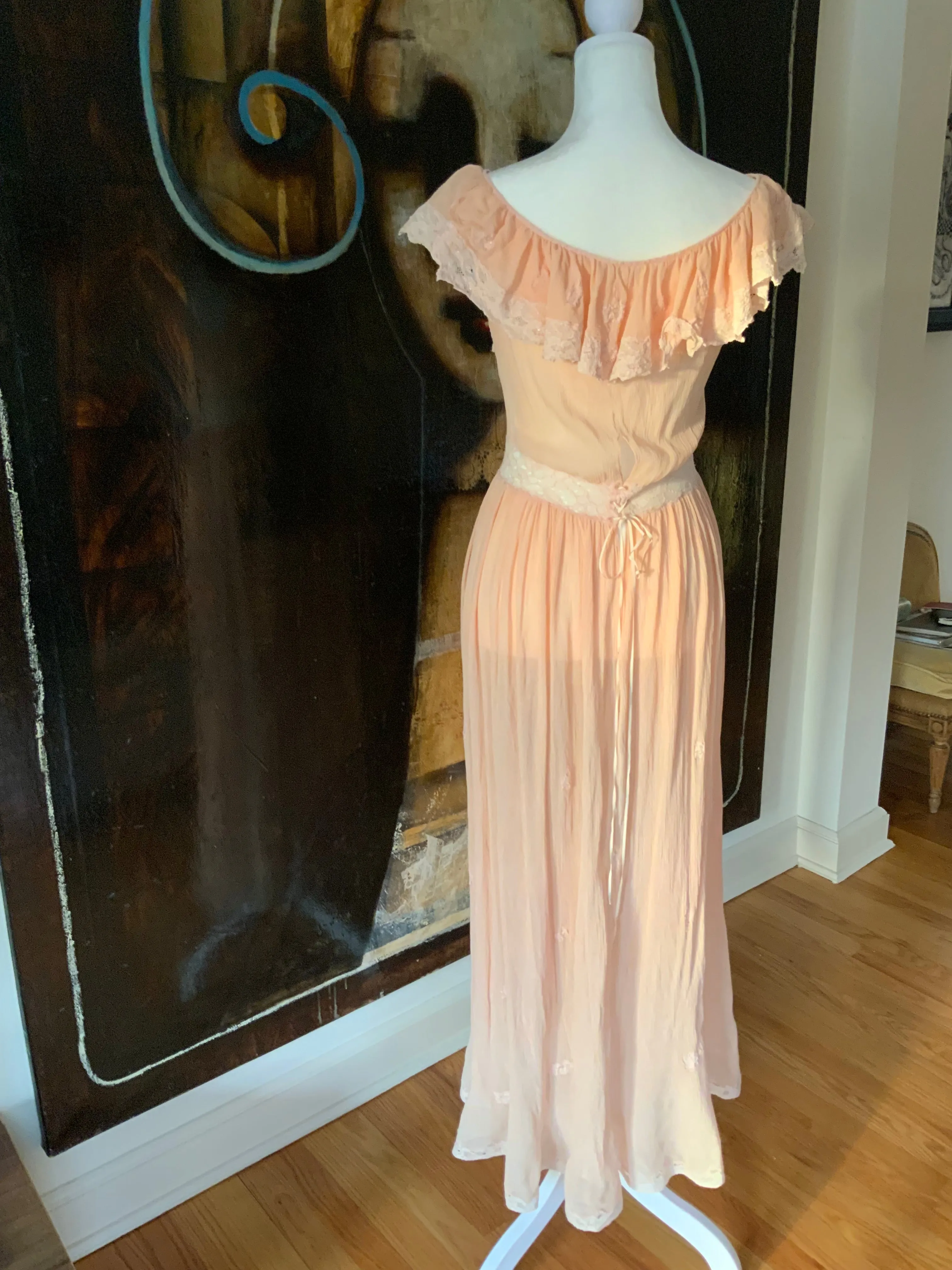 Peach Chiffon Dress - 50 - 50B