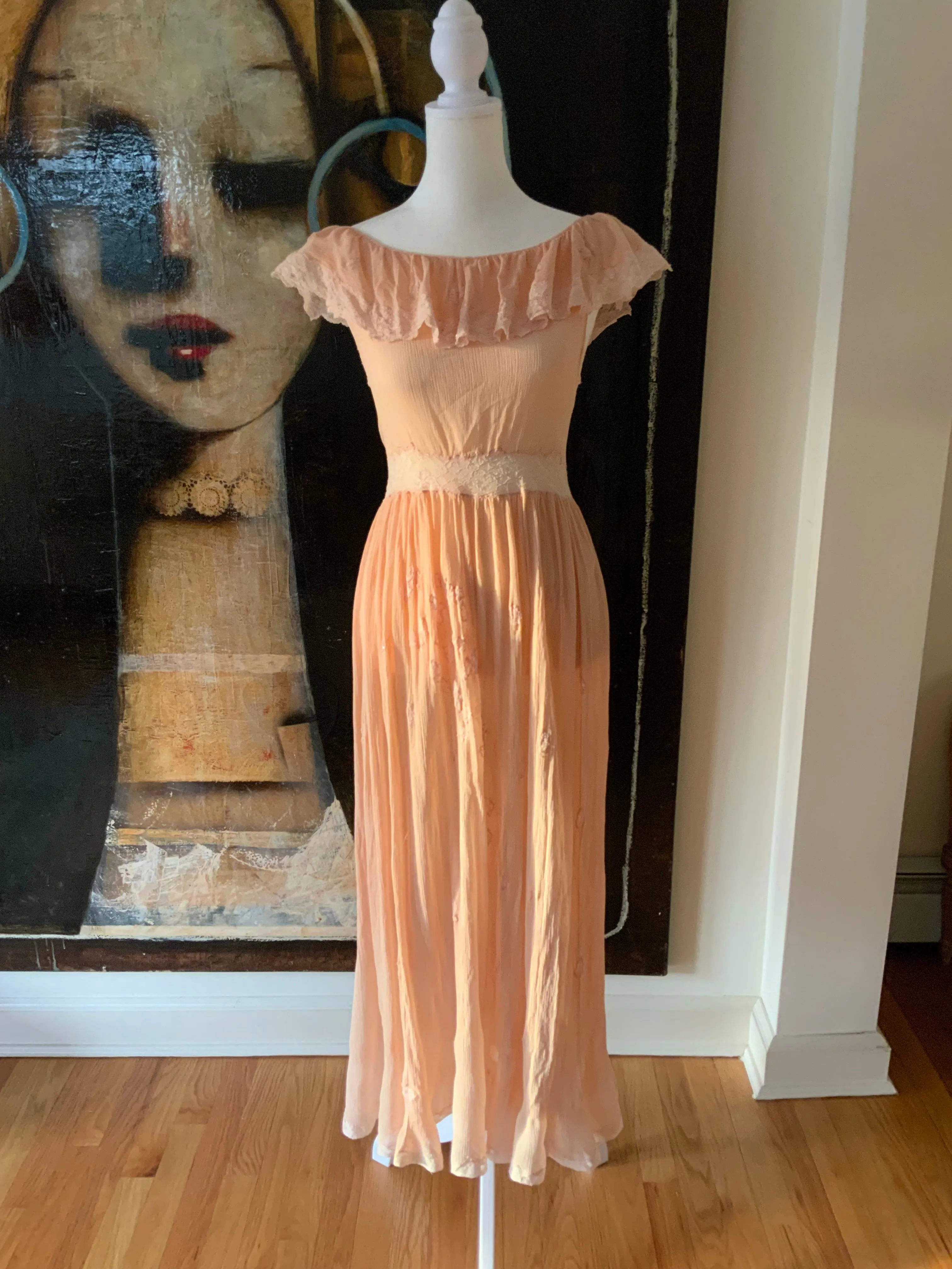 Peach Chiffon Dress - 50 - 50B