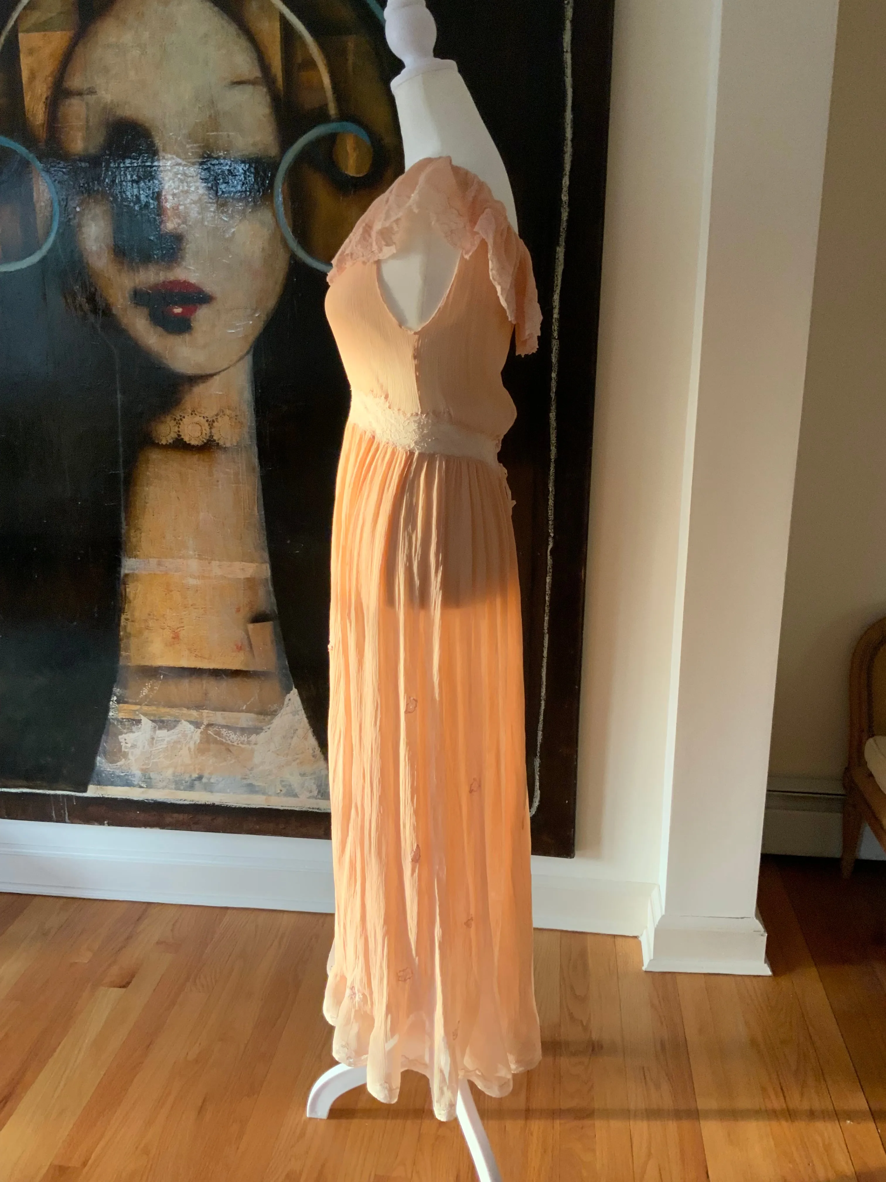 Peach Chiffon Dress - 50 - 50B