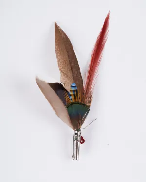 pencil brooch - brown & red